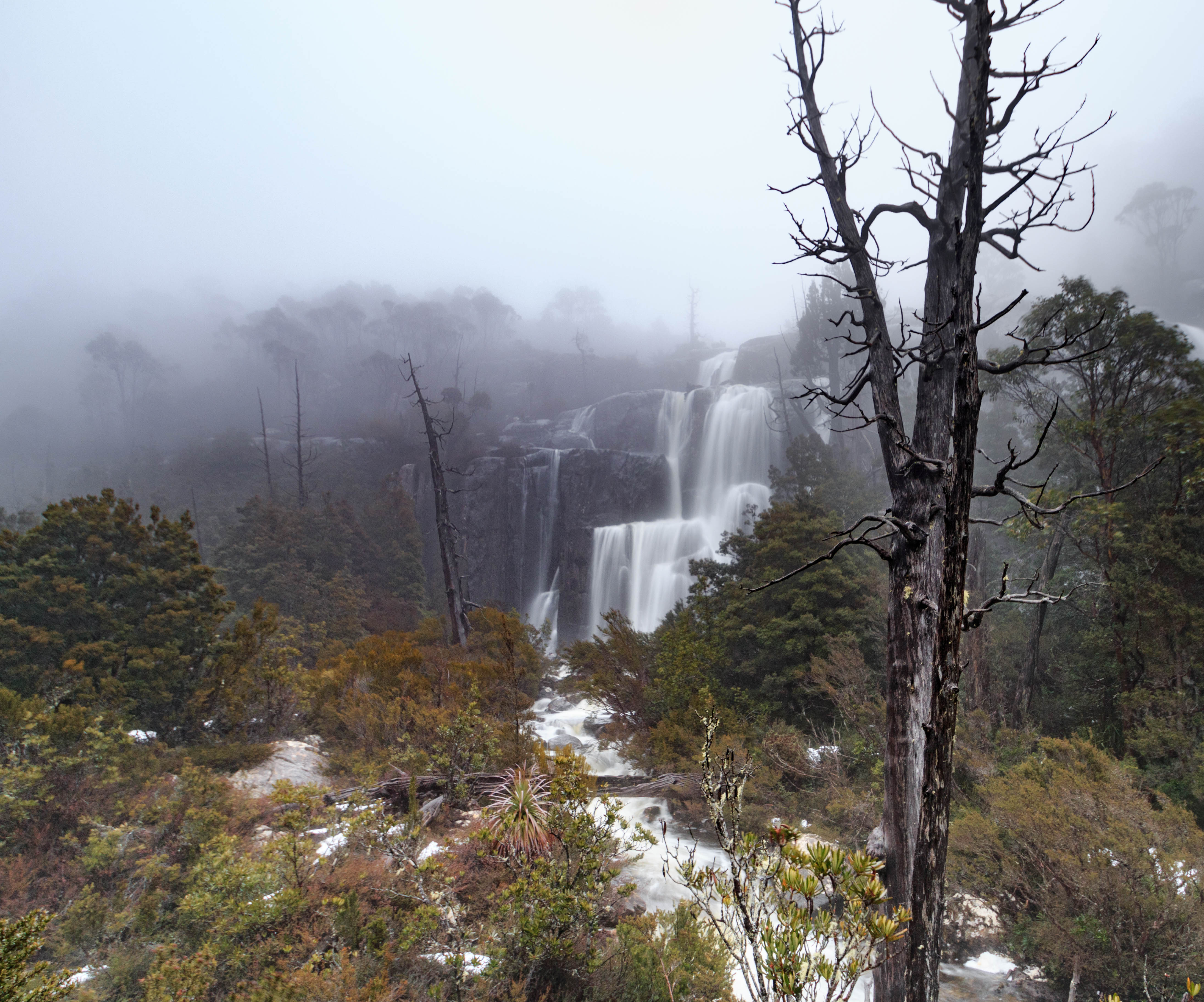 Grail Falls on a foggy day
