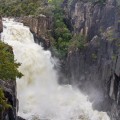 Meadstone Falls in flood after 80mm of rain